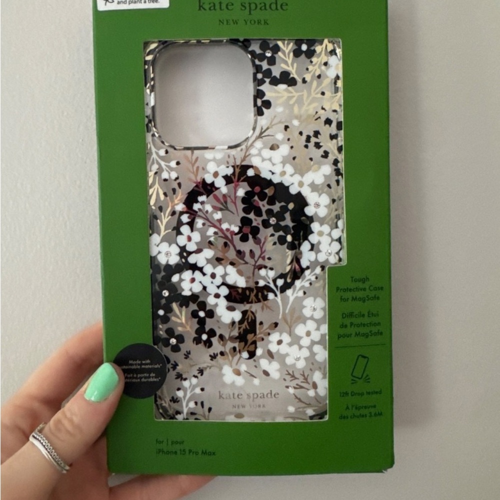 Kate Spade Black and White Floral iPhone 15 Pro Max Case